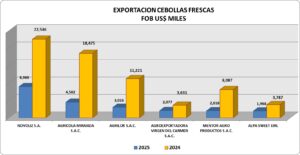 Cebolla Fresca Perú Exportación 2025 Agosto