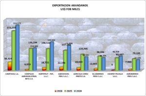 Arándanos Perú Exportación 2026 Febrero